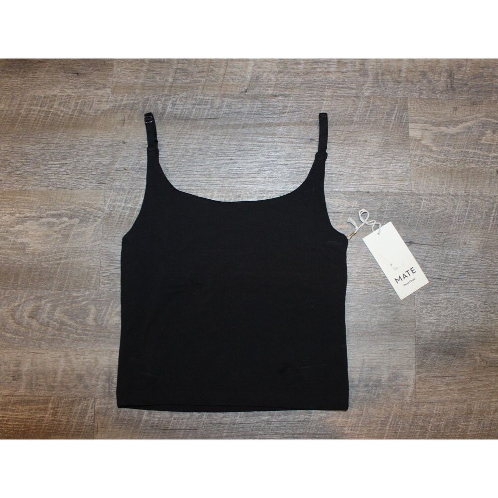 MATE the Label Black Scoop Neck Tank with shelf bra